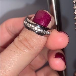 Silver crystal ring / band